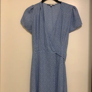 Olivaceous Baby Blue Wrap Mini Dress